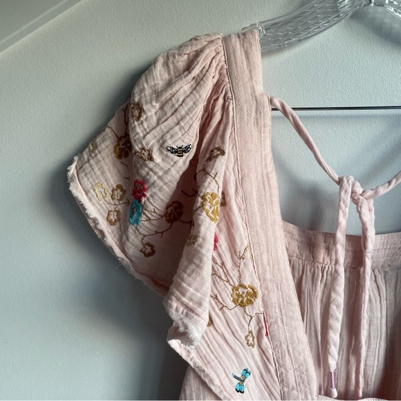 Anthropology Yvette Lounge Mini Dress Cotton embroidered Pale  Pink size M - Picture 10 of 11